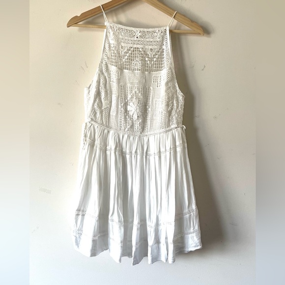 Free People  White Crochet Free People Emily Dress Boho - Picture 3 of 13